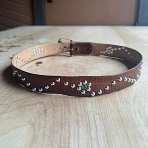 Vintage 1940s Style Custom Handmade Studded Leather Biker Western Belt Size 32